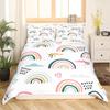 Cartoon Rainbow King Queen Duvet Cover Kids Girls Colorful Clouds Bedding Set Love Heart Comforter Cover Polyester Quilt Cover