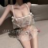 Erotic Underwear Sexy Pure Desire Lace Seductive Strapless Split Pajamas Hot See-through no-Take Uniform 8998