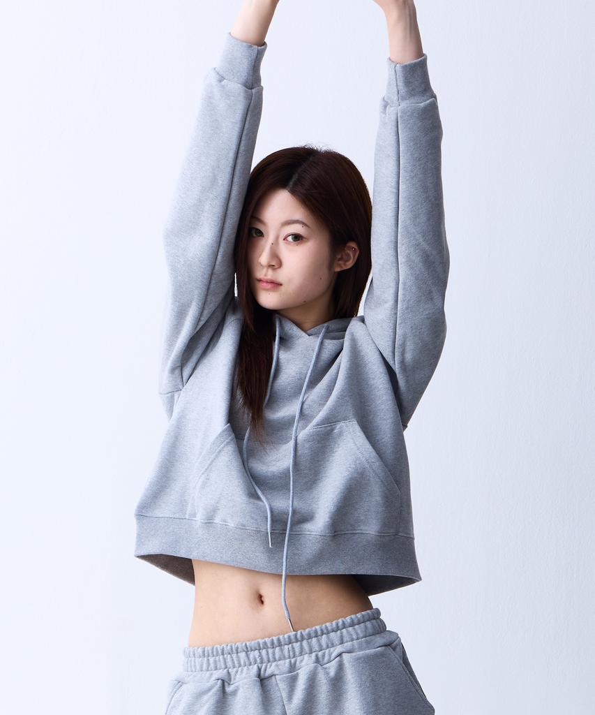CRUSHST Slimline Crop Sweat Raglan Hoodie Gray
