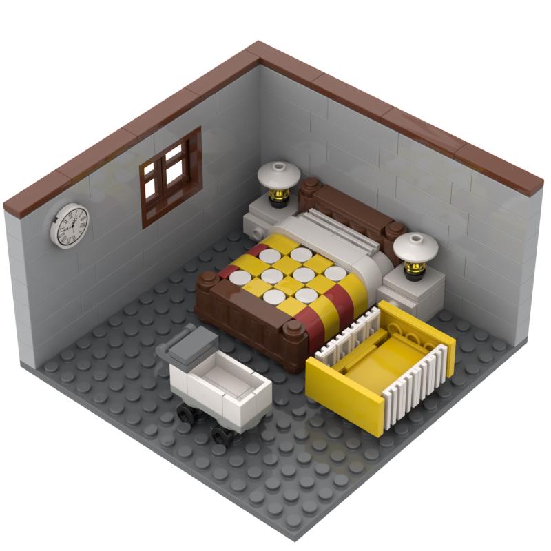 MOC City House Room Building Blocks Classroom Bedroom Kitchen Bricks Toys Kids Gift