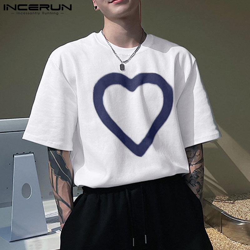 

INCERUN Мужские футболки с короткими рукавами, свободные топы хитового цвета