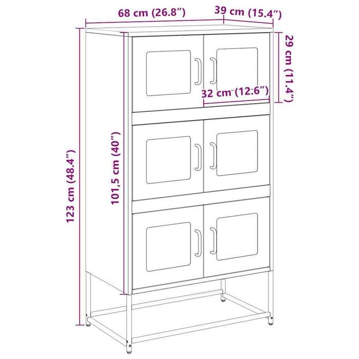 VidaXL Highboard White 68x39x123 Cm Steel, Cabinet, Storage Cabinet, Highboard, Sideboard, Tall Cabinet, 853355.