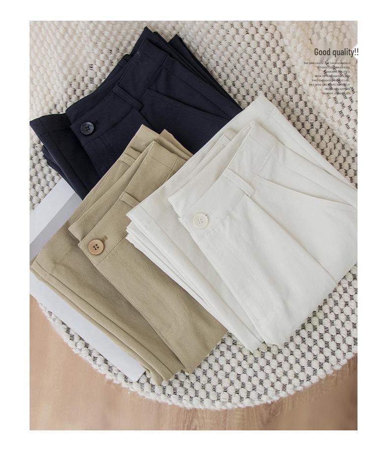 2025 Autumn Women's High-Waisted Wide-Leg White Casual Pants