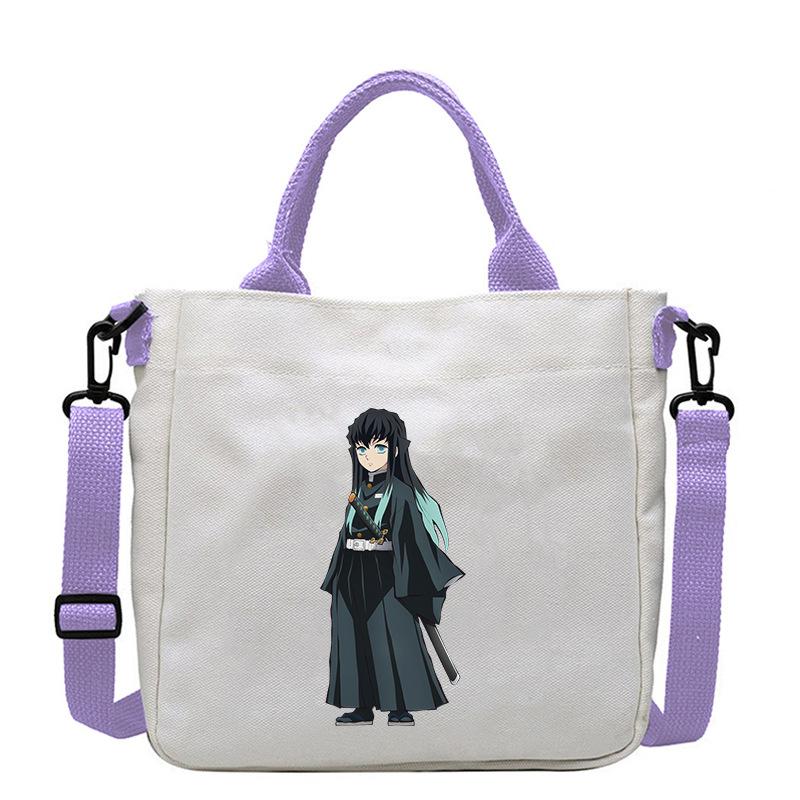 Japan cartoon comics Demon Slayer Print Canvas Bag Stylish Crossbody Bag Large Capacity Commuter Shoulder Bag 7554