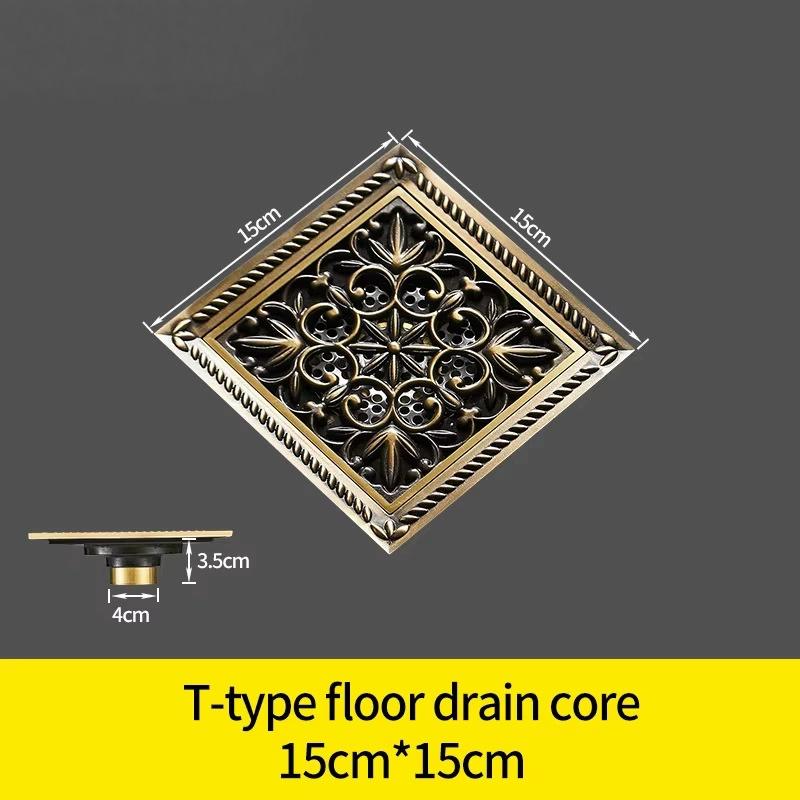 

15X15 CM Floor Drains Antique Bronze Brass Shower Floor Drain Bathroom Deodorant Square Floor Drain Strainer Cover Grate Waste