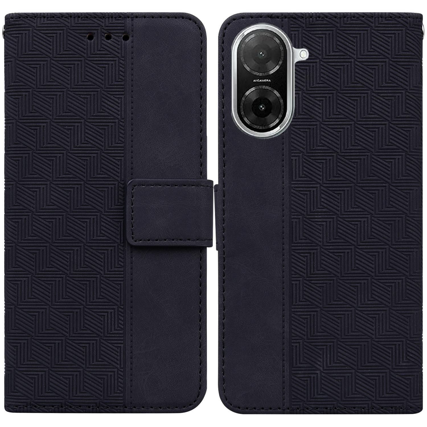 

Для Xiaomi Redmi A5 4G (171,7 мм)/Чехол для Poco C71 4G с геометрическим узором, кожаный чехол-кошелек для телефона с ремешком на запястье Black