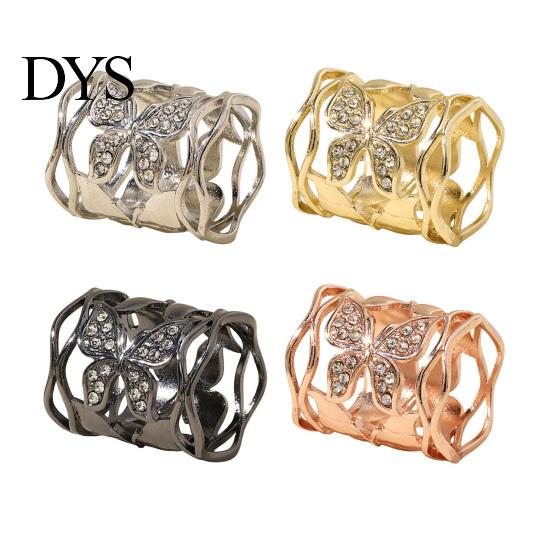 Fine Electroplated Scarf Ring Hollow-out Butterfly Ring, Rhinestone Holder, Elegant Stylish for Women Slide Shirts Neckerchiefs Shawls Silk