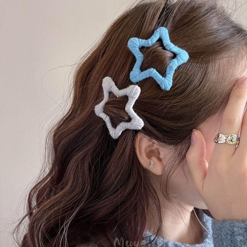 Hollow Star Hairpins Hair Clip Star Hairpins Hair Clips Hairpin Hair Barrette Headwear Hair Pin Wool Material for Girls