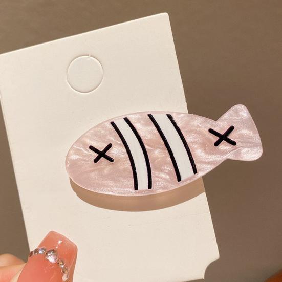 4Pcs Girl Hairpin Macaron Color Ocean Fish Shape Acrylic Hair Clips Smooth Rounded Edges Daily Styling Hair Accessory