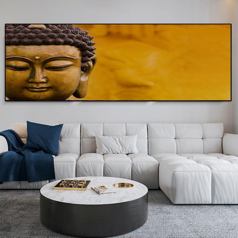 Buddha Statue Pictures Canvas Painting Figure Bamboo Water Lotus Posters and Prints Wall Art for Living Room Home Decor No Frame