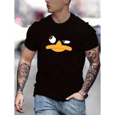 Taglie Europee Maglietta con Stampa di Paperella Cartone Animato, T-shirt Per Uomo, Maglietta Casual a Maniche Corte Per l'Estate