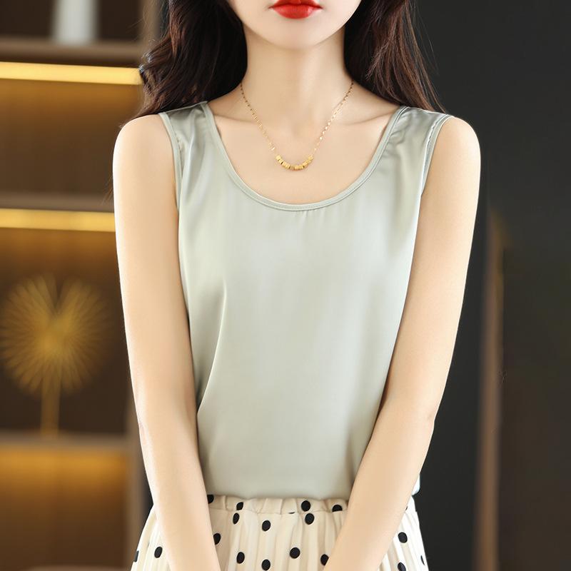2025 Summer New Large Size Women's Outside Wear Bottoming Inside Top Ice Silk Camisole Undershirt