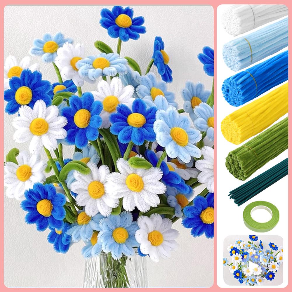 271/321pcs DIY Daisy Flower Craft Kit - Pipe Cleaner Crafting Supplies for Adults, Chenille Stems Perfect for Wedding Bouquets