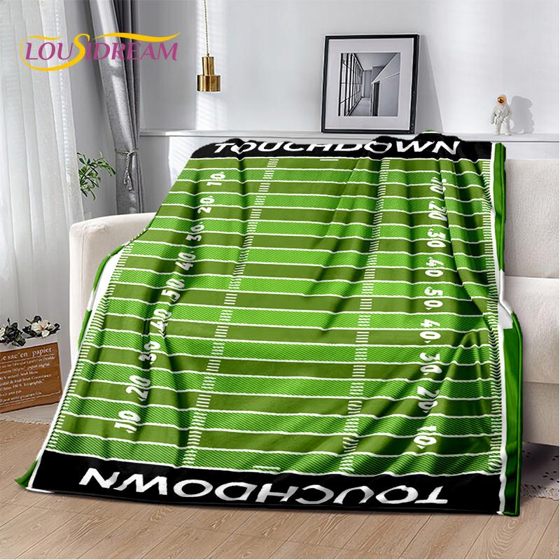 2025 Rugbyfeld Rugby American Football Cartoon Weiche Decke, Weiche Überwurfdecke für Zuhause Schlafzimmer Bett Sofa Reiseabdeckung Kind