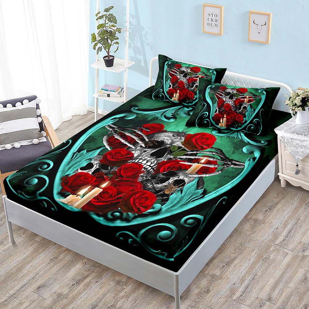 Skull Gothic Kit, Sheet Three-Piece Set, Bedspread Pillowcase, Mattress Protective Cover