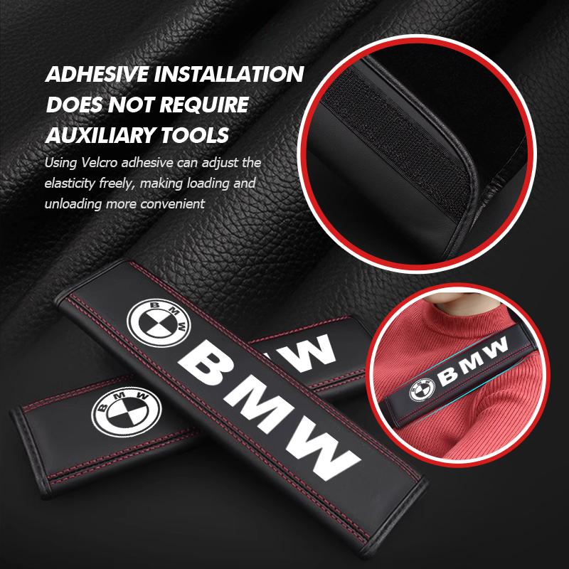 SHEJ3 Car Seat Belt Cover Shoulder Strap Protector Pad Accessories For BMW Performance X1 M3 M6 F01 F02 E34 E36 E60 F10 F20 X6