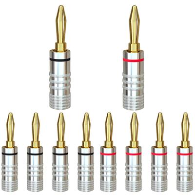 Cleqol Cleqee 24K Gold Plated Banana Speaker Cable Audio Jack for Speaker Wire Plugs, 8-Pack, Connectors, Connectors,
