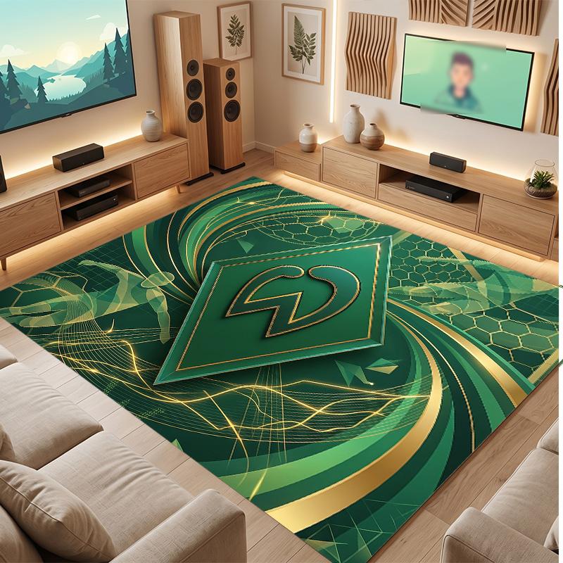 Werder Bremen Fußball Print Kristall-Samt Teppich, Bequemer Wasserabsorbierender Rutschfester Innenboden Teppich