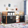 VidaXL Bunk Bed with Curtains White/black 90x200 Cm Solid Pine Wood, Bed, Bed Frame, Low Bunk Bed, Furniture of 3283946