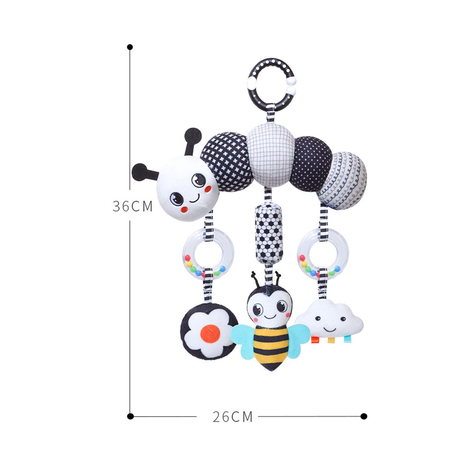 

Baby Stroller Spiral With Rattle Crinkle Black White High Contrast Infant Hanging Plaything For Car Seat Crib Rail Tactile Development