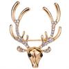 Rhinestone Christmas Badge Animal Deer Metal Brooch Unique Elk Head Brooch  Boys