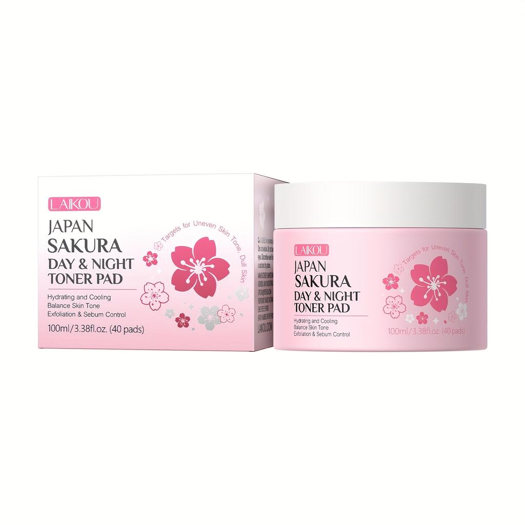 Japan Sakura Toner Pads 100ml 40pads Day Night Use Remove Makeup Cleanse Moisturize Face Care Hydrating Treatment Skin Care