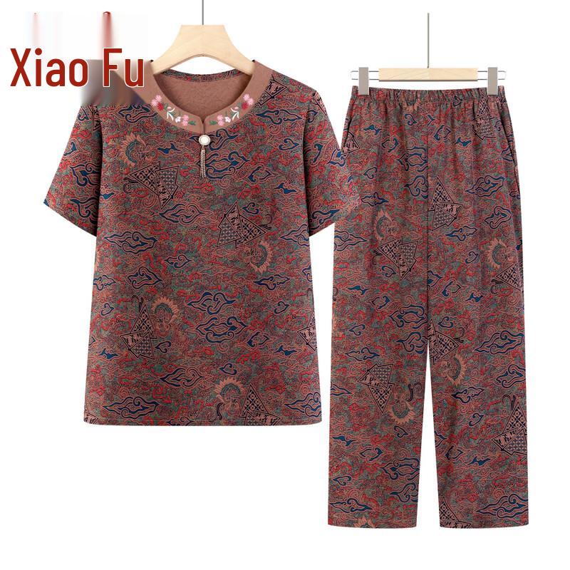 Mid-Aged Women's Summer Thin T-Shirt Set