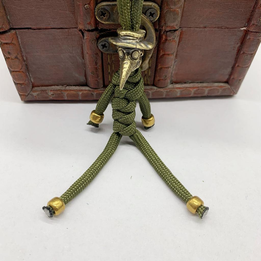 Brass Plague Doctor Crow Knife Pendant Personality Car Key Pendant Punk Fashion Paracord Rope Bead Pendant Accessories