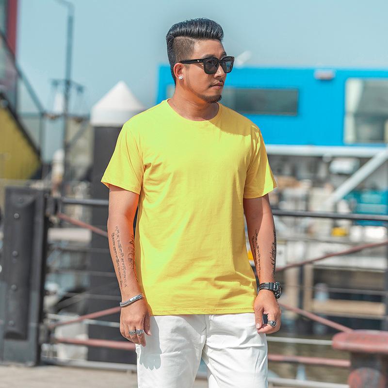 Tricou largi pentru bărbați de mărime mare M-7XL 8XL Tricou cu mâneci scurte pentru bărbați, culoare uni, cu gât rotund
