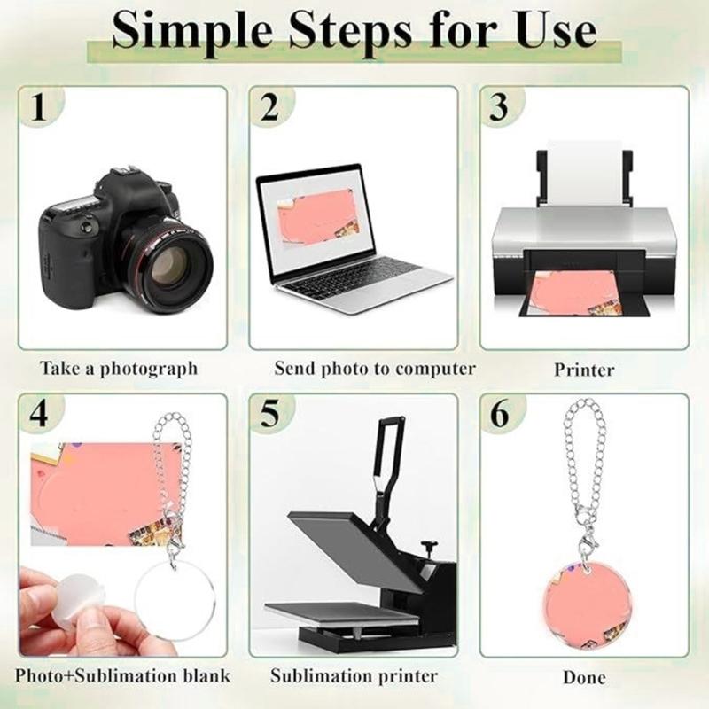 Set of 12 Acrylic Circles with Silver Chain Attachments for Crafts Personalized Creation Keychain Pendant Accessory