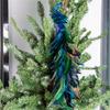 2Pcs Artificial Natural Feathered Peacocks with Long Tail Designs Christmas Tree Clip on Ornaments for Home Party Decor