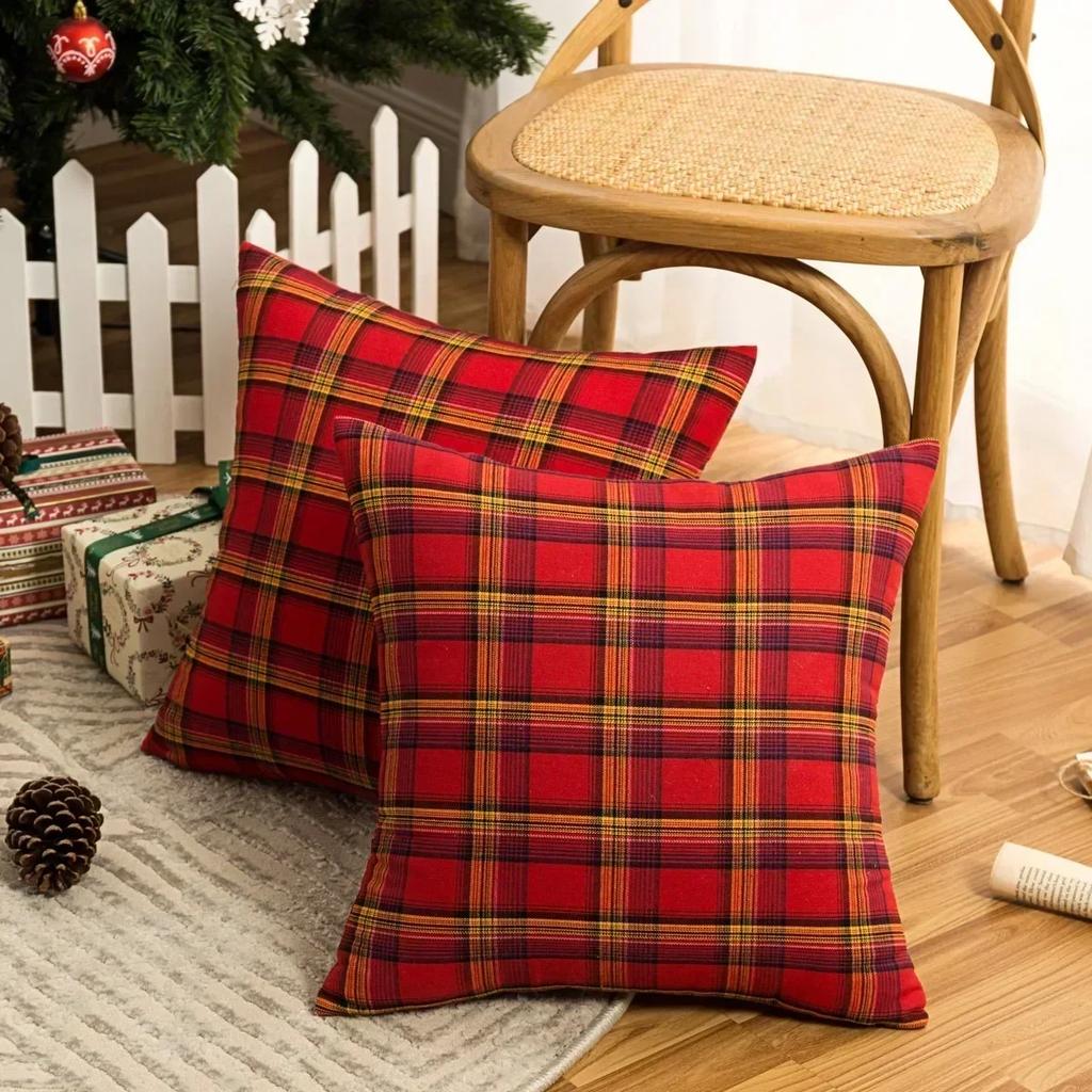 45x45cm 30x50cm Square Pillow Cases Christmas Scottish Tartan Plaid Cushion Covers Bed Sofa Pad Party Decor Throw Pillow Cover