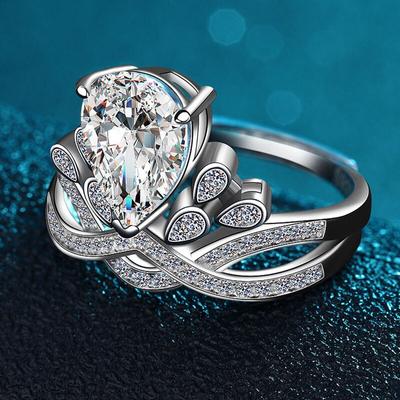 2 Karat D-Farbe Moissanit-Ring für Frauen 925er Splitter plattiertes Weißgold Ehering Eternity-Verlobungsringe Edler Schmuck