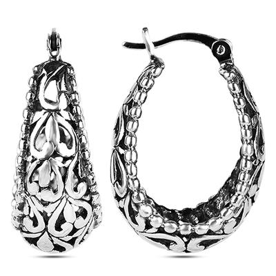 Huitan Ethnic Style Women Hoop Earrings Hollowed-out Pattern Elegant Accessories Daily Wearable Versatile Female Earring Jewelry