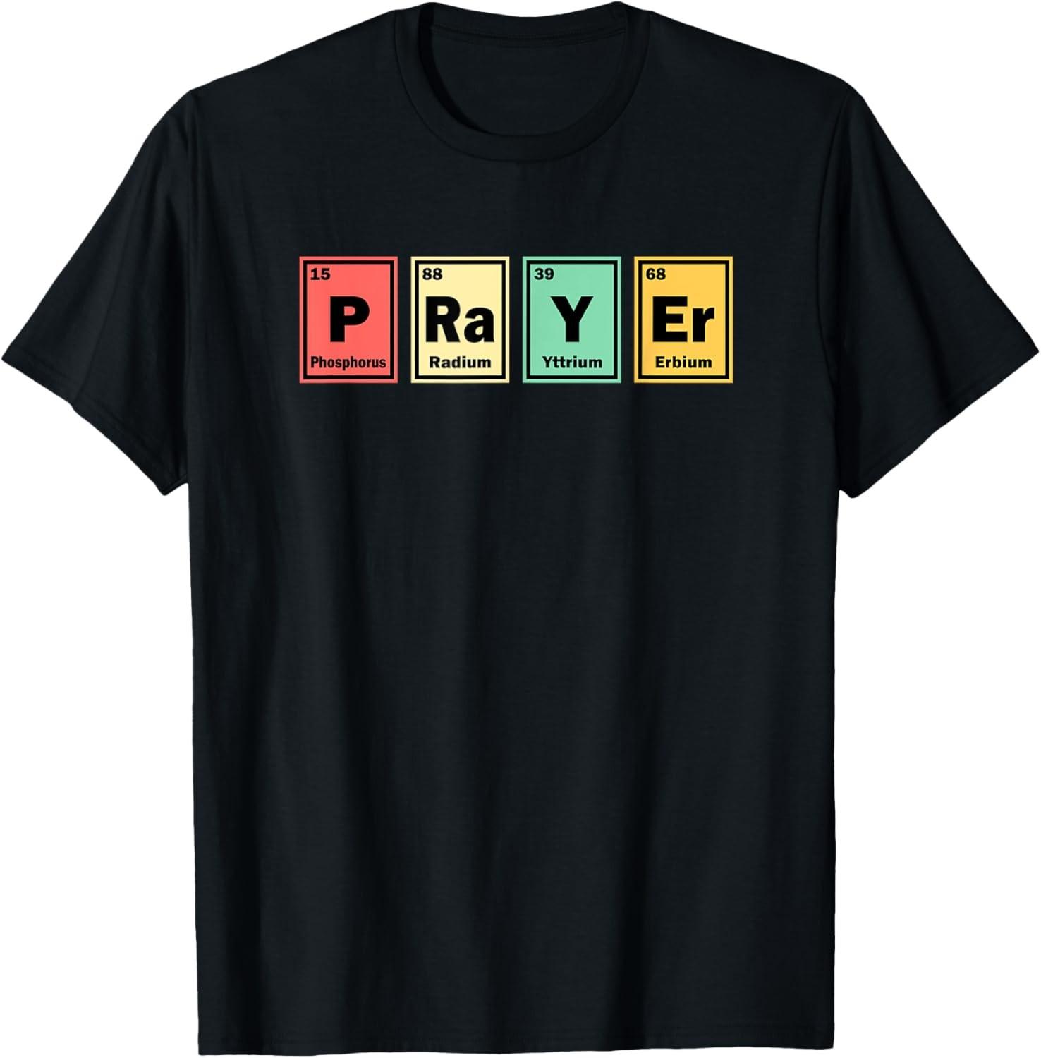 Retro Prayer Periodic Table - Novelty Faith T-Shirt XXXXL