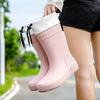 Bottes de pluie mi-mollet pour femme Hiver Extérieur Épaissies Chaudes Antidérapantes Randonnée PVC Imperméables Chaussures d'eau