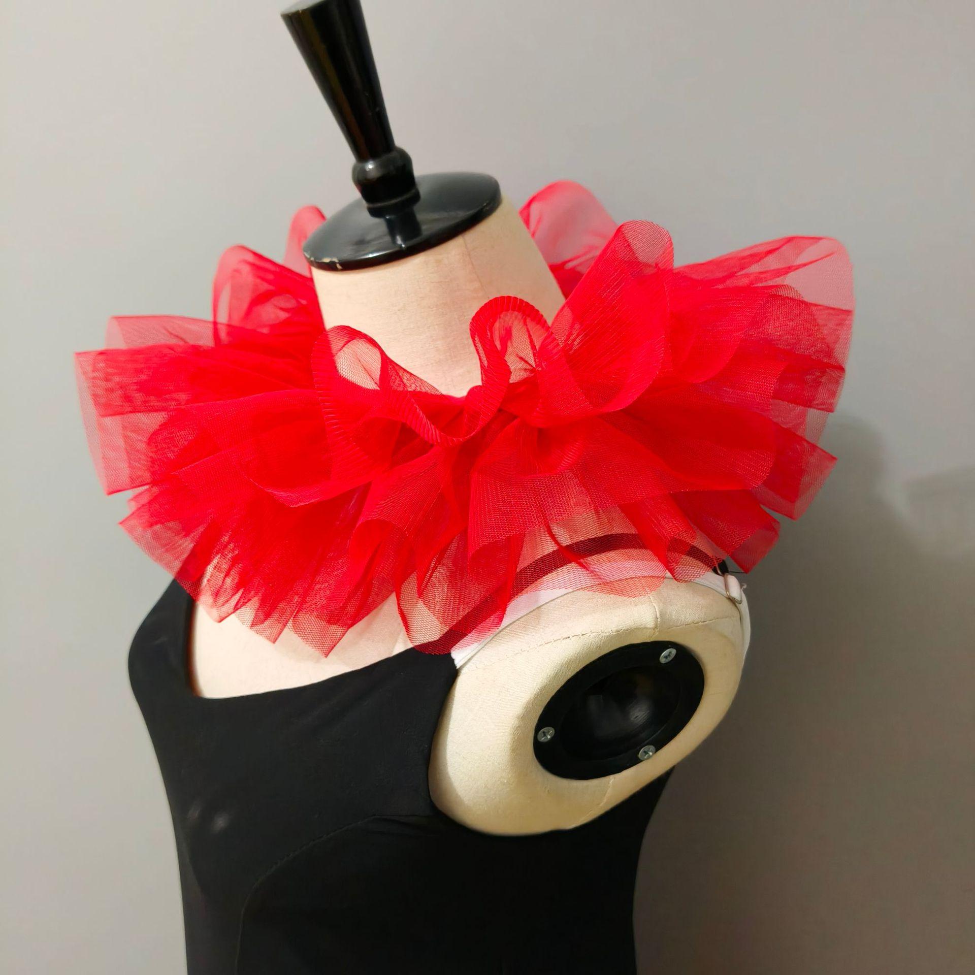 

Детский трехслойный сетчатый цветной пушистый искусственный воротник, воротник-жабо красный