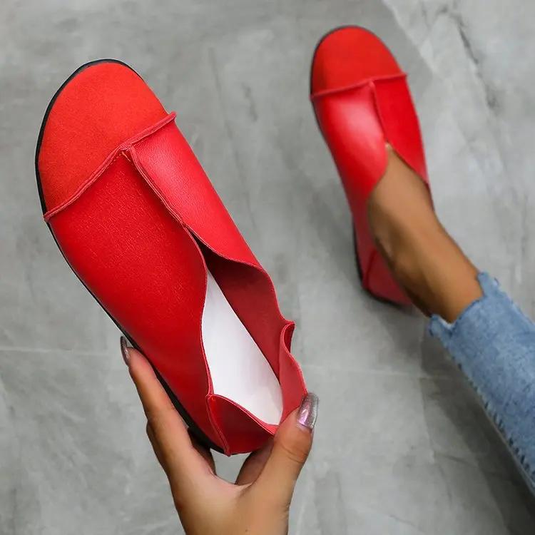 Fashion Women 2024 Leather Shoes Moccasins Mother Loafers Soft Flats Casual Female Driving Ballet Footwear Comfortable Round Head Autumn