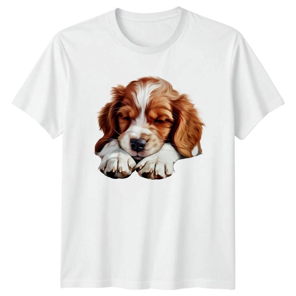 Sleeping Spaniel Puppy Dog Animals Unisexs TShirt Unisexs Tee Graphic Unisex Top a S