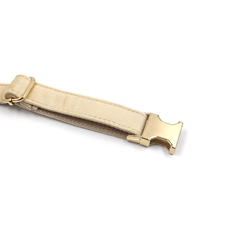 Miha Boss Velvet Pet Collar & Leash Set with Gold Buckle