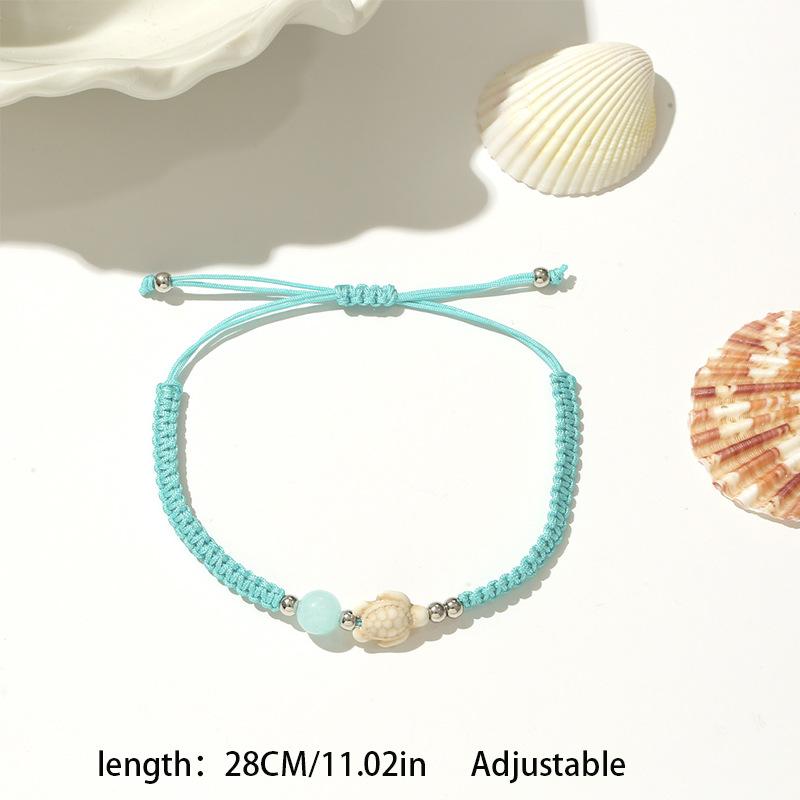 WTEMPO Women's Woven Random Bracelets Summer Beach Style Bracelets Shell and Starfish Layered Bracelets for Women Adjustable Blue Ocean Bracelets