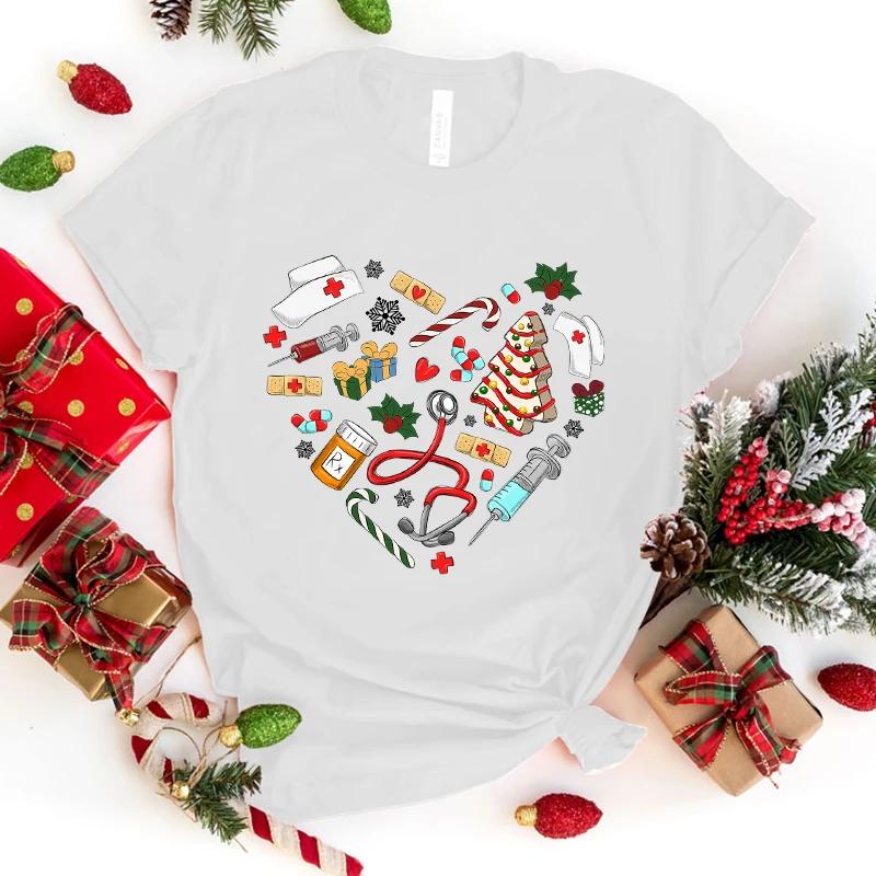 

Funny Christmas Nurse Love Print TShirt Women Unisex Summer Casual Short Sleeve Shirt Fashion Loose TopsPremium Tshirt M