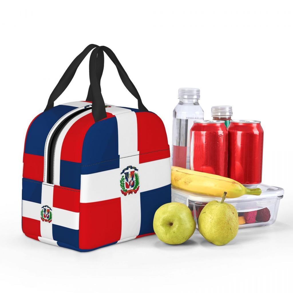 Dominican Republic Flag Insulated Lunch Bag for Women Children Portable Food Boxes Thermal Lunch Box Tote
