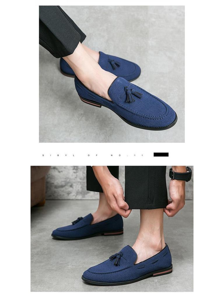 Plus Size Men's Round Toe Leather Slip-On Loafers - Solid Color Retro Moccasins