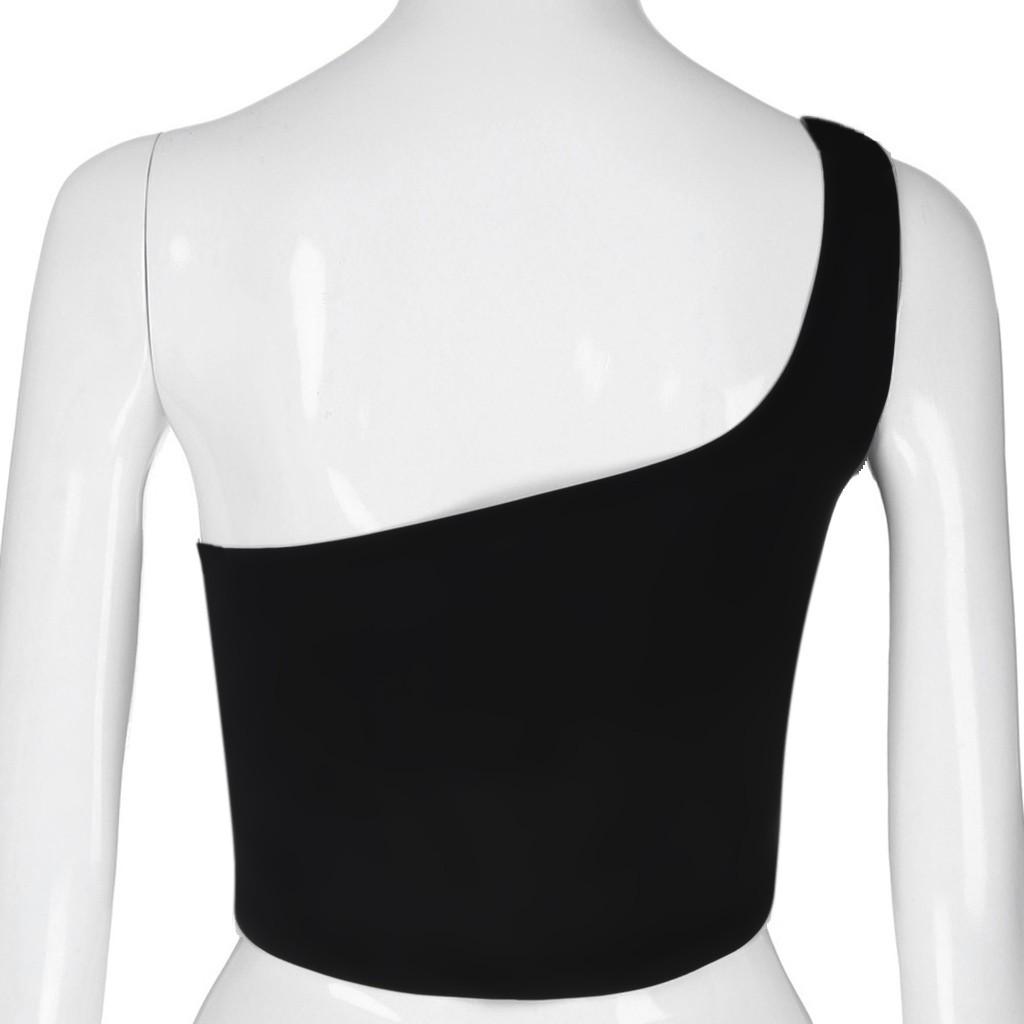 Mujer Señora Hombro Único Sexy Deportivo Sujetador Delgado Camiseta Tanque Chaleco