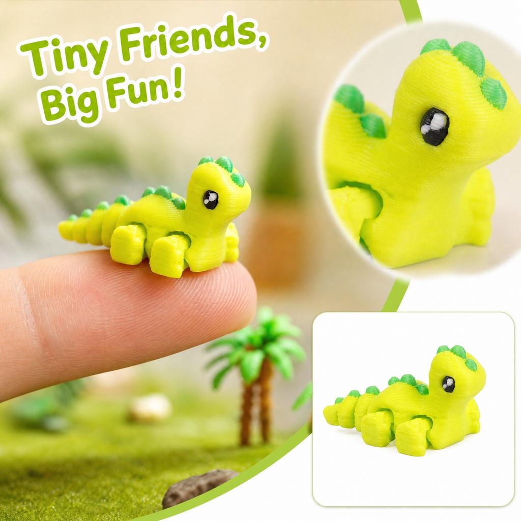 3D Printed Multi-Joint Square Dinosaur Action Figure Toy for Kids, Cute Animal Toy