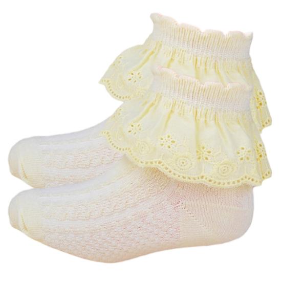 

Детские модные однотонные короткие хлопковые носки из дышащей сетки с кружевной отделкой для девочек 1-3 Years жёлтый