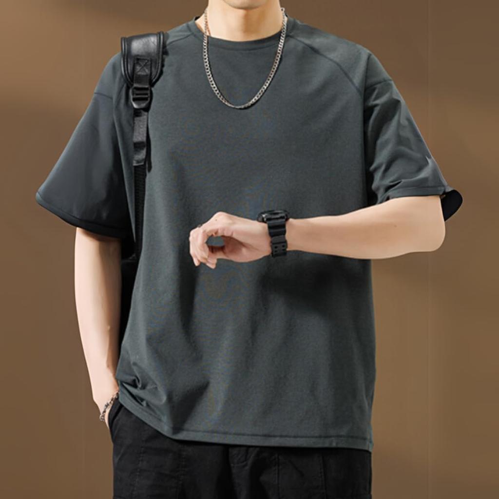 Summer Short Crew American Vintage Dark L [PenBille] Men's T-Shirt, Sleeve, Neck, Style, Stylish, Casual, Plain, Comfortable, Versatile, Trendy, Cool,