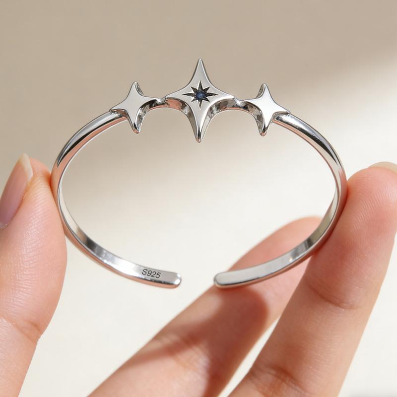PANJBJ 925 Sterling Silver Feather Adjustable Couple Bangle Gothic Punk Design Women Jewelry Gift Lucky Bracelet Dropshipping