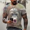 Summer New Men's T-shirt 3D Print Fun Gorilla Fashion Trend Street Comfortable Casual Top Round Neck Plus Size Short Sleeve